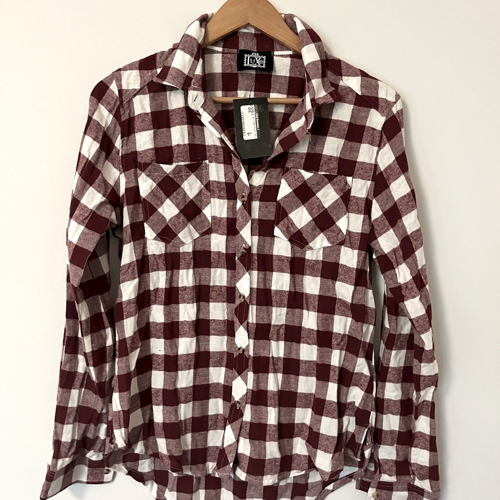 NWT Large Red Plaid Flannel Shirt